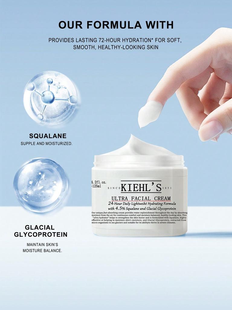 Kiehl's Ultra Facial Cream | 24H Feuchtigkeitsspendend, 4,5% Squalan 125ml (Versionen Zufällig)