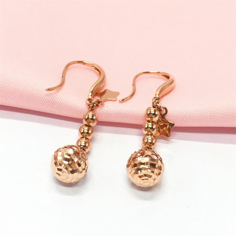 Color Gold Purple Gold Hollow Ball Earrings Rose Gold Plated Ear Buckle Simple Color Gold Ear Hook