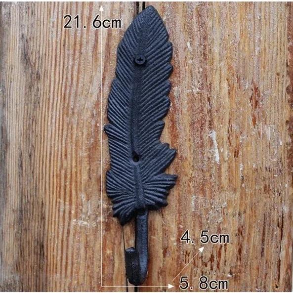 Feather Shape Single Three Hooks European Retro Style Originality Decorative Hooks Metal Iron Art Clothes Hat Key Wall Hooks
