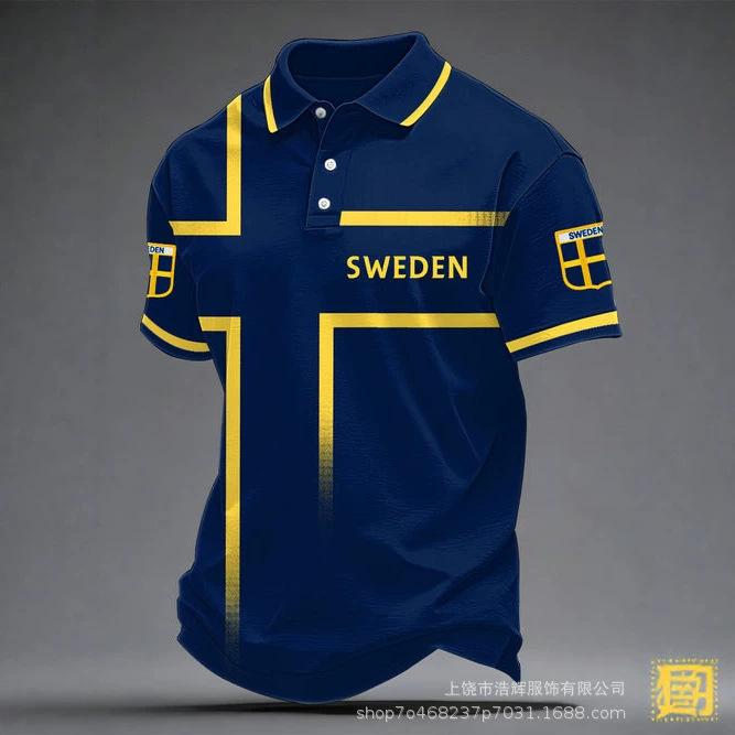 New 3D Printed Men's Retro Fashion Casual Summer Lapel Polo Shirt Top