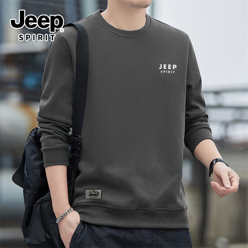 JEEP SPIRIT Men's Loose-Fit Round Neck Sweatshirt