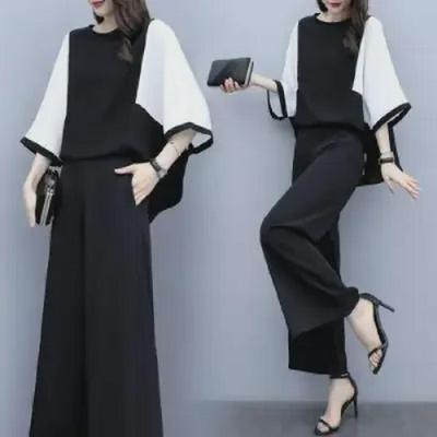 Women's Spring & Summer Two-Piece Set: Loose Top and Wide-Leg Pants, Casual Fashion, Plus Size Available