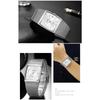 WWOOR Luxury Gold Watch Men Square Quartz Slim Steel Mesh Waterproof Sports Automatic Date Wrist Watches Relogio Masculino