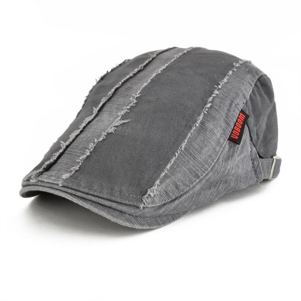 VOBOOM Cotton Flat Ivy Cap Men Retro Newsboy Caps Distressed Male Golf Boina Baker Boy Hat Adjustable Spring Summer Autumn Beret