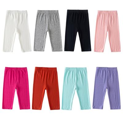 4-10 let Dívčí krátké legíny Jednobarevné elastické kalhoty ke kolenům