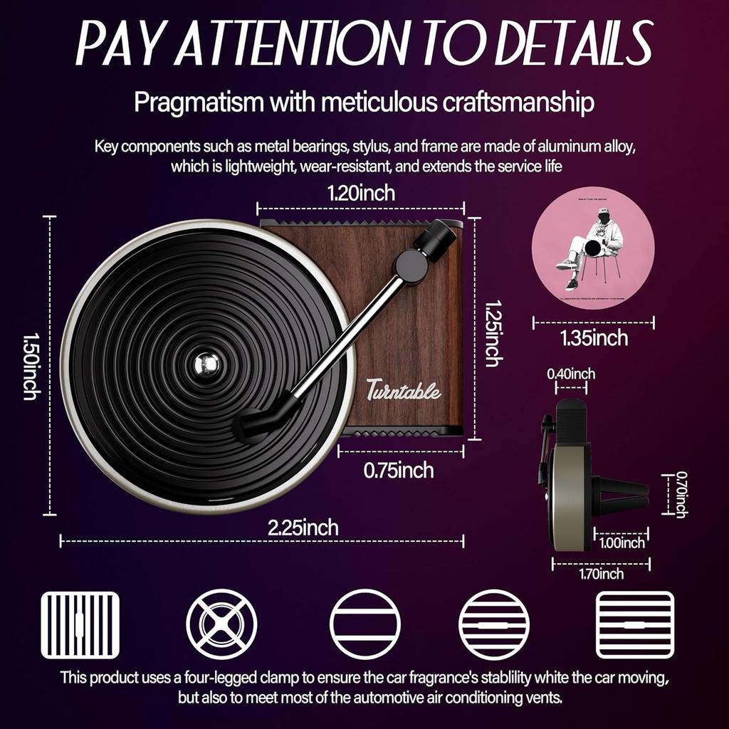 Maicican 12PCS izable Car Air Freshener Vent Clip, Pop Singer Album Cover Record Player Shape, Music Lover Gifts. (Fashion)