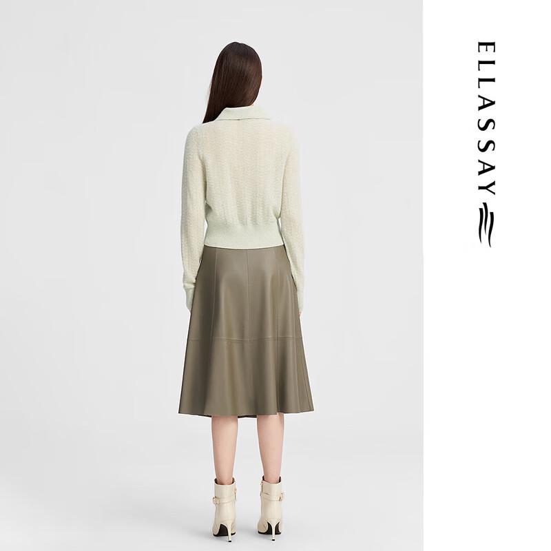 ELLASSAY Women's Slim-Fit Lapel Merino Wool Blend Knit Sweater