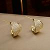 2026 European Retro Full Zircon Micro-Pave C-Shape Stud Earrings - Elegant Irregular Gold Plated Earrings for Women Light Luxury Jewelry