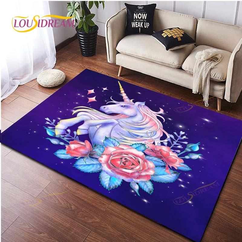 Cartoon Cute Unicorn Home Decor Bathroom  Soft Rugs Carpets for Living Room Rug for Kitchen on The Floor Mat Bedroom Mat
