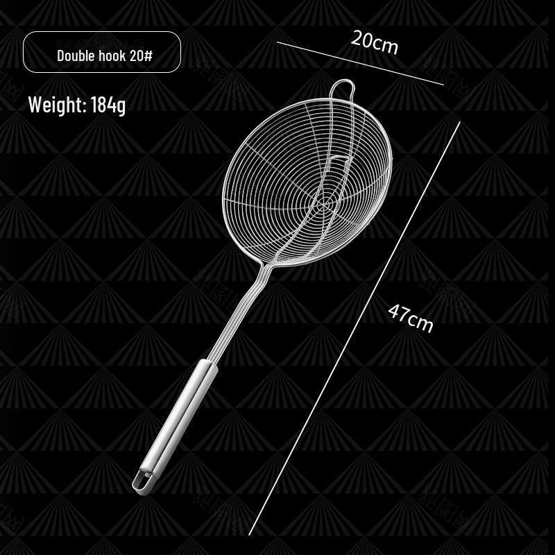 Stainless Steel Colander for Scooping Dumplings and Noodles - Deep-Fried Double Hook Kitchen Strainer