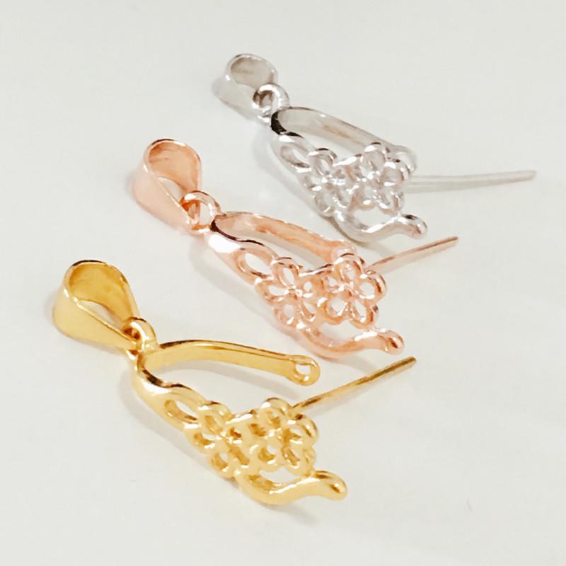 925 Silver Bail Clip for Jadeite, Amber, Crystal: DIY Pendant Accessory