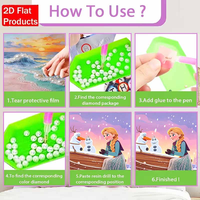 Disney Pearl Art Painting Anna and Olaf Handmade diy5D Pearl Gem Painting Pictures Crafts Special Shape Home Wall Decoration