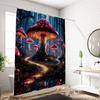 1Pc Mashroom Wonderland Pattern Printed Shower Curtain, Waterproof, Washable, With 12 Hooks, Bathroom Shower, Bathtub, Home Use