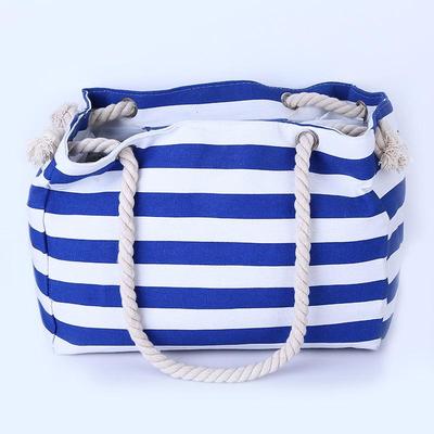 Borsa a Tote a Righe in Tela da Donna - Borsa a Spalla da Viaggio di Grande Capacità
