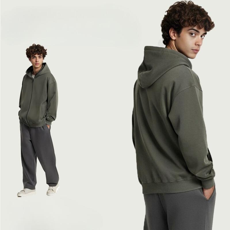Men's Cotton Hoodie Casual Long Sleeve Hooded Sweatshirt Jackets Zip Up Vintage Jacket with Pockets Heavyweight Fall Sweatshirts Outwear for Men