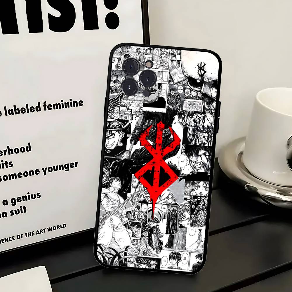 Anime Fashion Berserk Guts Phone Case For Iphone 17 16 15 16e 14 13 12 11 Pro Max Plus Case Cover Coque