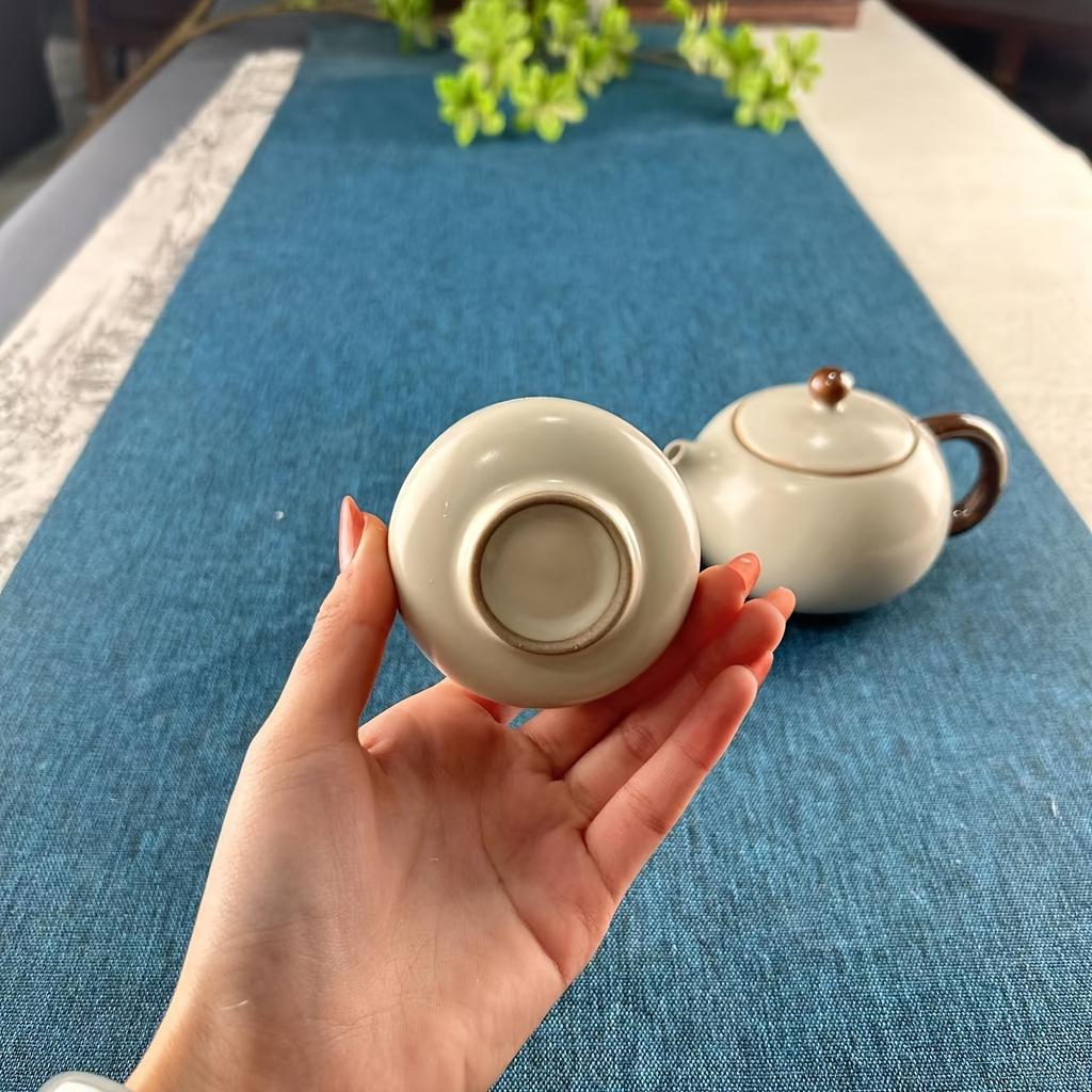 1 Set Of 3pcs Ru Kiln Teapot Tea Cup Set Include 1 Pot And 2 Cups Ru Porcelain Tea Pot Tea Brewing Pot Ceramic Teapot Household Single Pot For Home Re