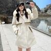 Removable hat pie overcome women's medium and long velvet thickened coat cotton-padded coat