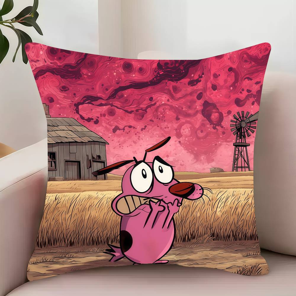 

C-Courage the C-Cowardly Dog Pillow Case Decor Protective Covers Comfortable soft for Sofa Living Room Home office 12x12Inch