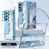 For Samsung Galaxy Z Fold 6 5 4 3 Transparent Plating PC Hinge protection Full Body Stand Pen Slot Case with Tempered Glass