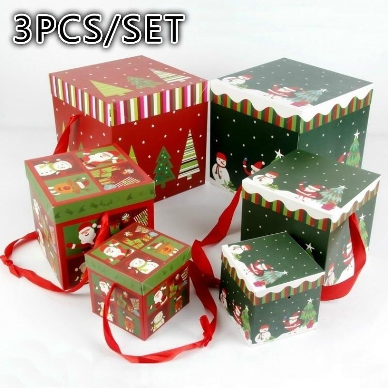3PCS/SET Christmas Decoration Gift Box Christmas Decoration Articles Paper Gift Box Christmas Tree Gift Box