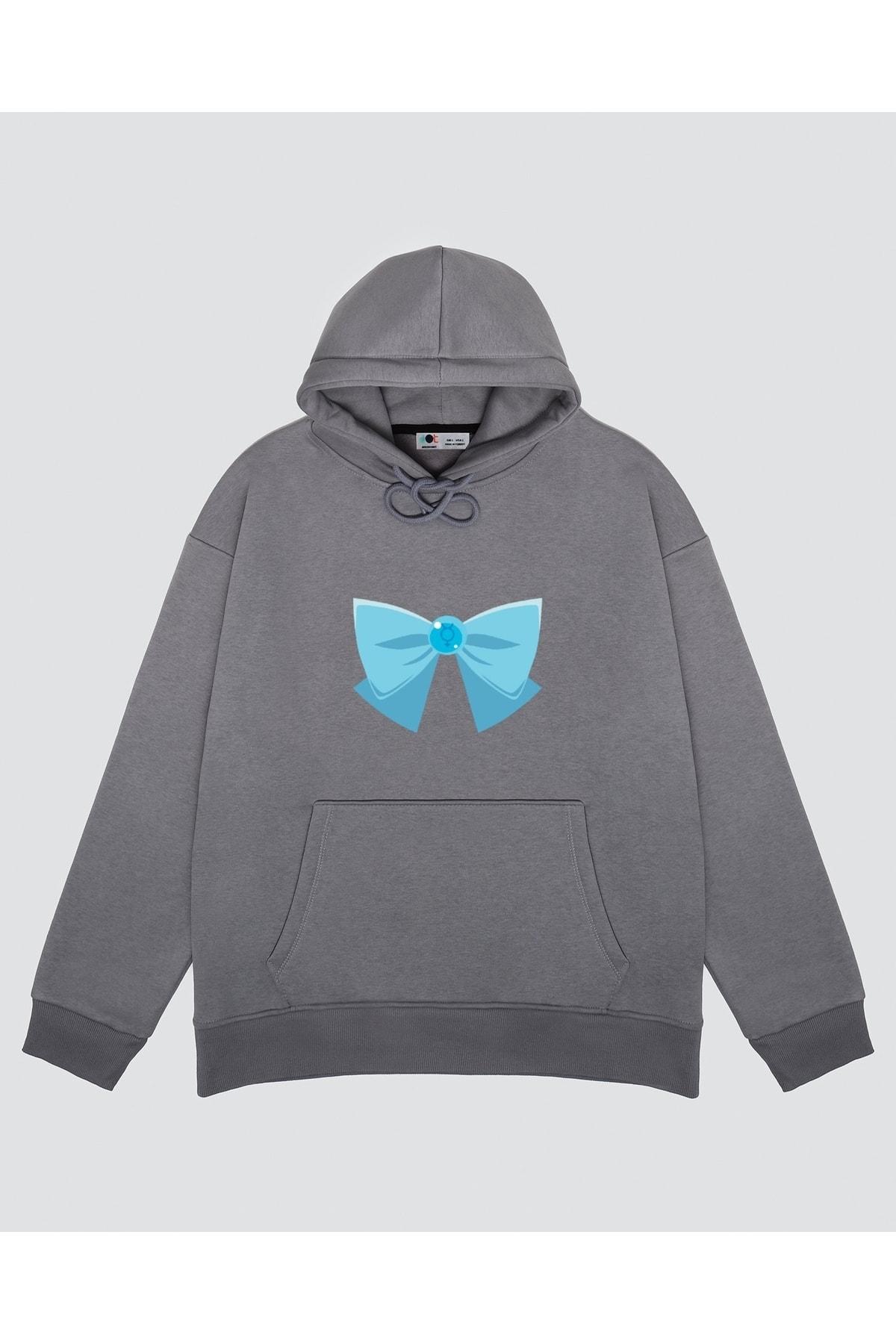 

Unisex Gri Kapşonlu Sweatshirt Sailor Mercury Bow