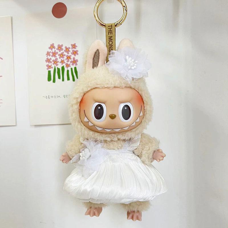 17cm Labubu Doll Clothes: Ice Cream Overalls - Cute Pendant Blind Box