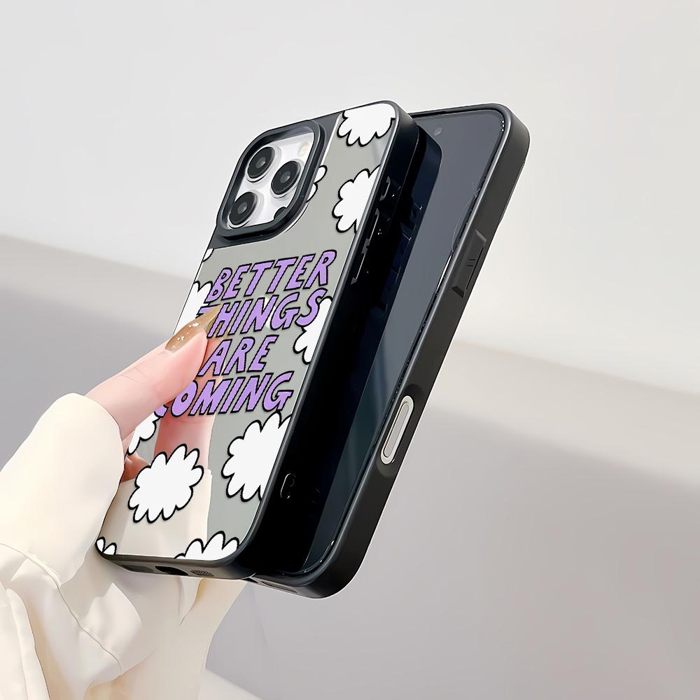 Mirror Phone Case for iPhone 15 11 13 14 for 15 16 Pro Max 12 13 16 Pro Cloud Flower and Animal Cute Style Phone Case