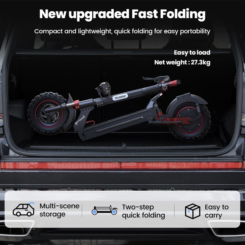 iScooter iX5S Electric Scooter 1000W 15Ah 11'' Off-Road Pneumatic Tires speed 25KM/H 60-65KM Range Adult Electric Scooters
