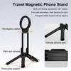 Magnetic Travel Phone Holder Portable Rotating Clip for Backpack & Selfie 5-in-1 Mode Foldable Phone Stand for Vlogging Live Streaming Adventure