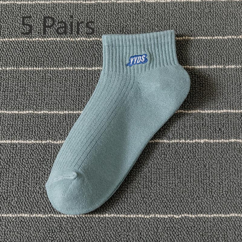 

5 пар летних тонких хлопковых дезодорирующих впитывающих пот спортивных носков для мальчиков 5 Pairs зелёный