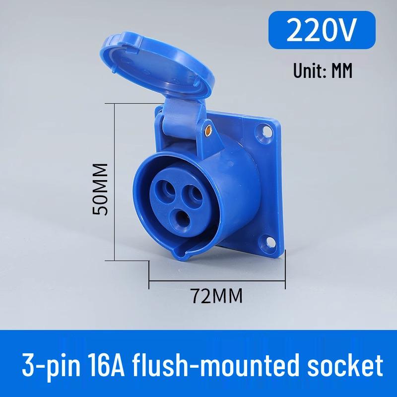 Waterproof 3-Pin 5-Hole Industrial Socket Connector (16A/32A) - Male-Female Mating, Non-Explosion-Proof.