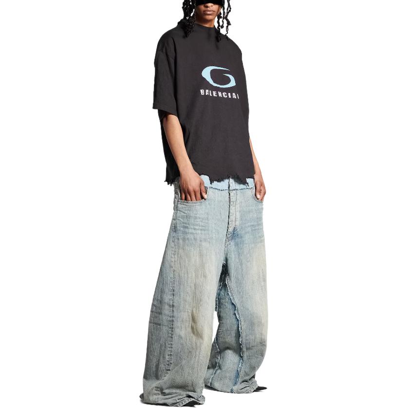 Balenciaga Loop Sports Icon Destroyed Cropped T-Shirt 783399TRVC23521