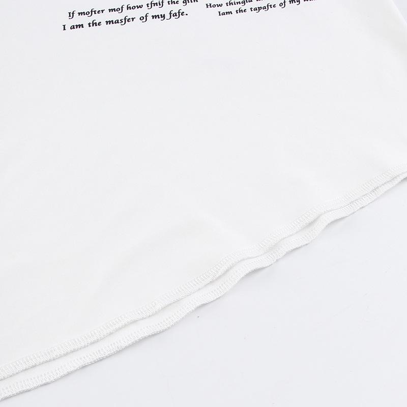 Kryddig tjej basic stickad slim fit rund hals bokstavstryckt slits långärmad T-shirt för kvinnor