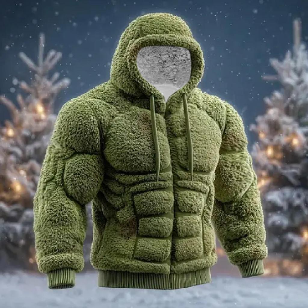 Herre Jul Muskel Stygg Trykk Langermet Casual Sport Hettegenser