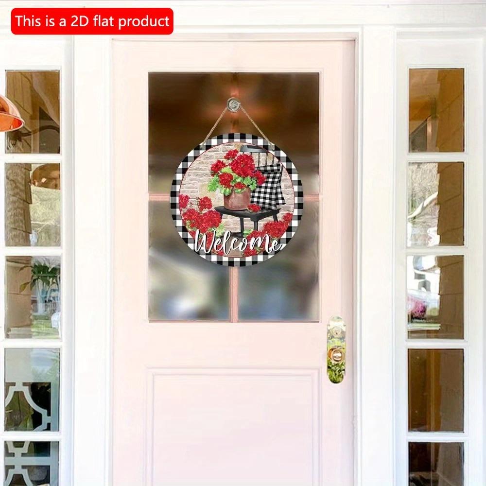 1pc 2d Flat Bolisom Welcomes Spring Summer Flowers Hummingbird Pygmy Lavender Round Wooden Sign - 20cm for Farmhouse Home Wall Decor