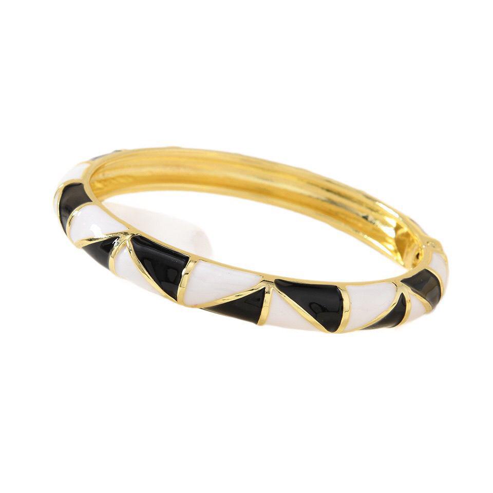 Guochao Women's Enamel Geometric Triangle Bracelet - Retro Color Block Jewelry for Best Friends and Couples