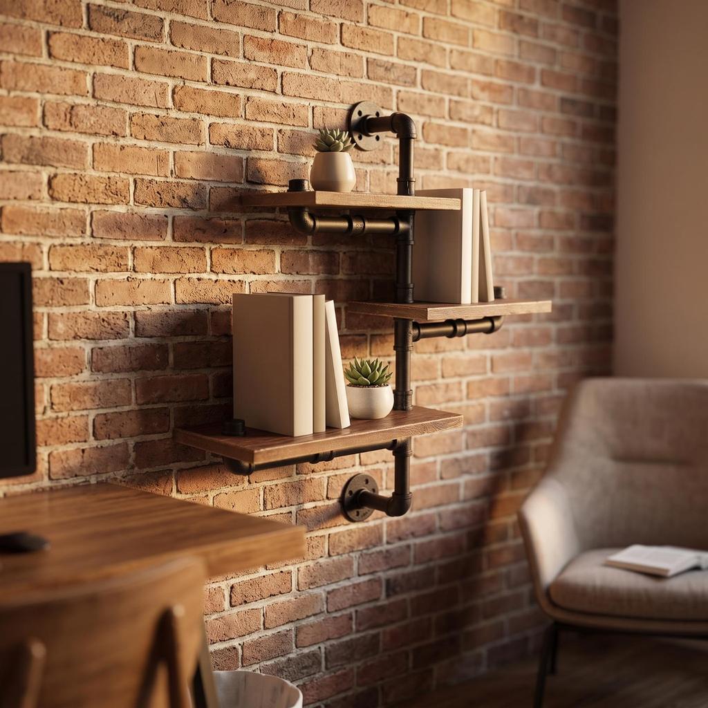 Multi-Functional Industrial Shelf Vintage, Wall-Mounted Shelving Unit, for Cafe
