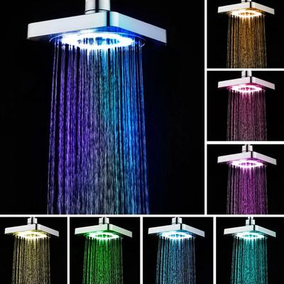6 Inch Pressurized Water-Saving 7 Color Gradual Fading Led Shower Head Rain Ceiling Shower Head