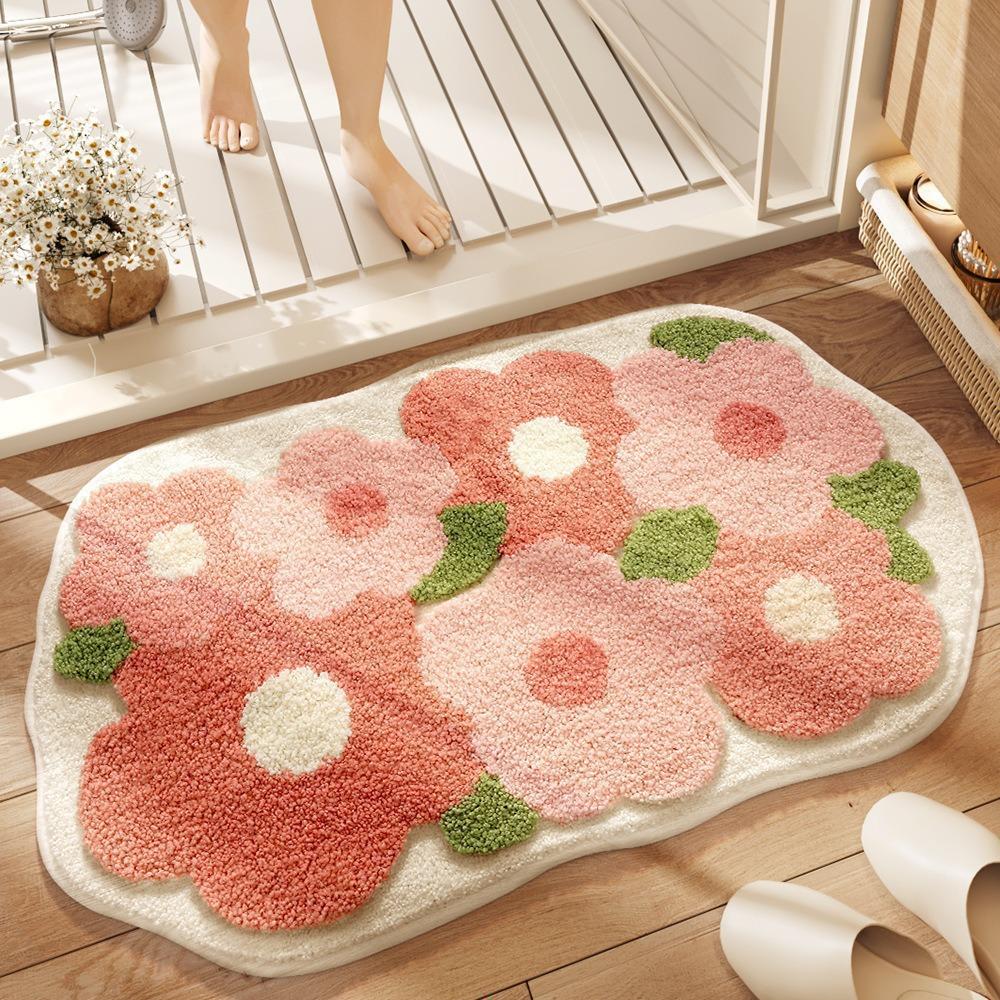 Modern Minimalist Cashmere Skin-friendly Floor Mat, Comfortable and Soft Non-slip Bathroom Floor Mat for Shower Rooms