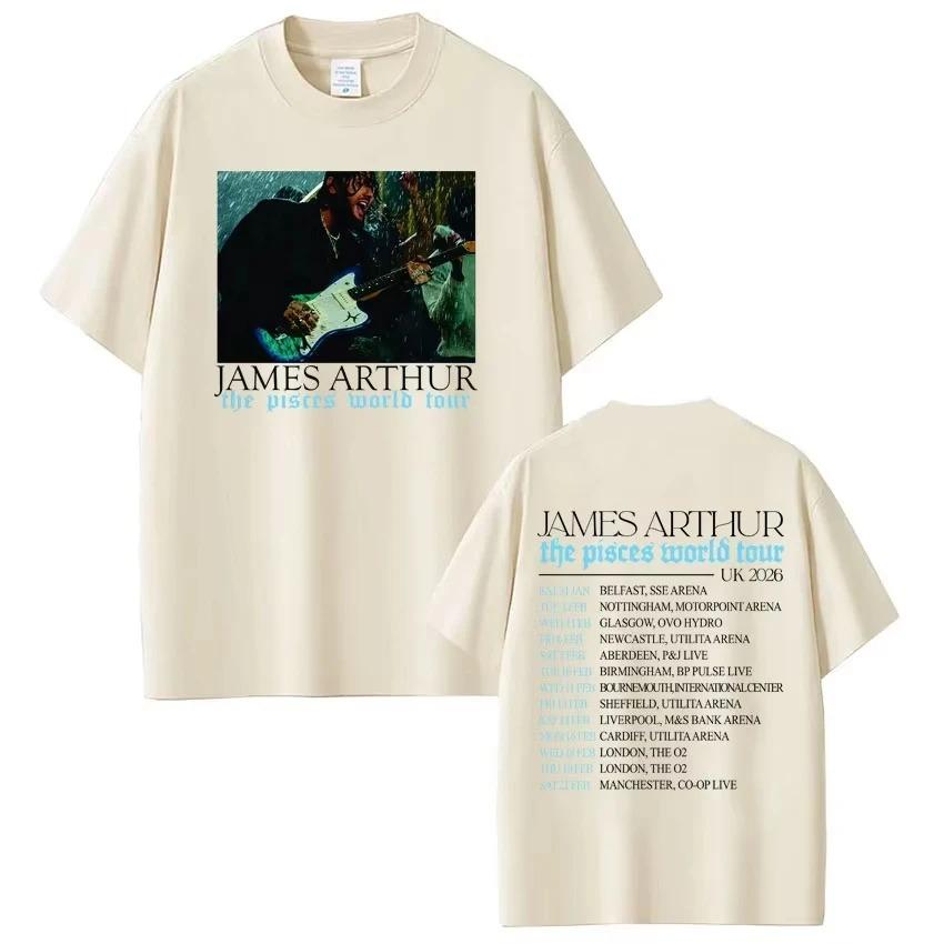 Dark Grey Oversized Cotton T-Shirt Featuring James Arthur’s The Pisces World Tour 2026 UK Dates and Live Stage Shot for Fans