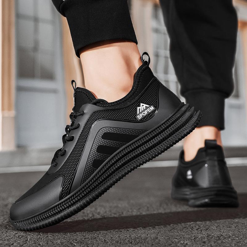 Men's shoes low-top black sneakers spring new men's commuting casual shoes men's jogging trend platform shoes