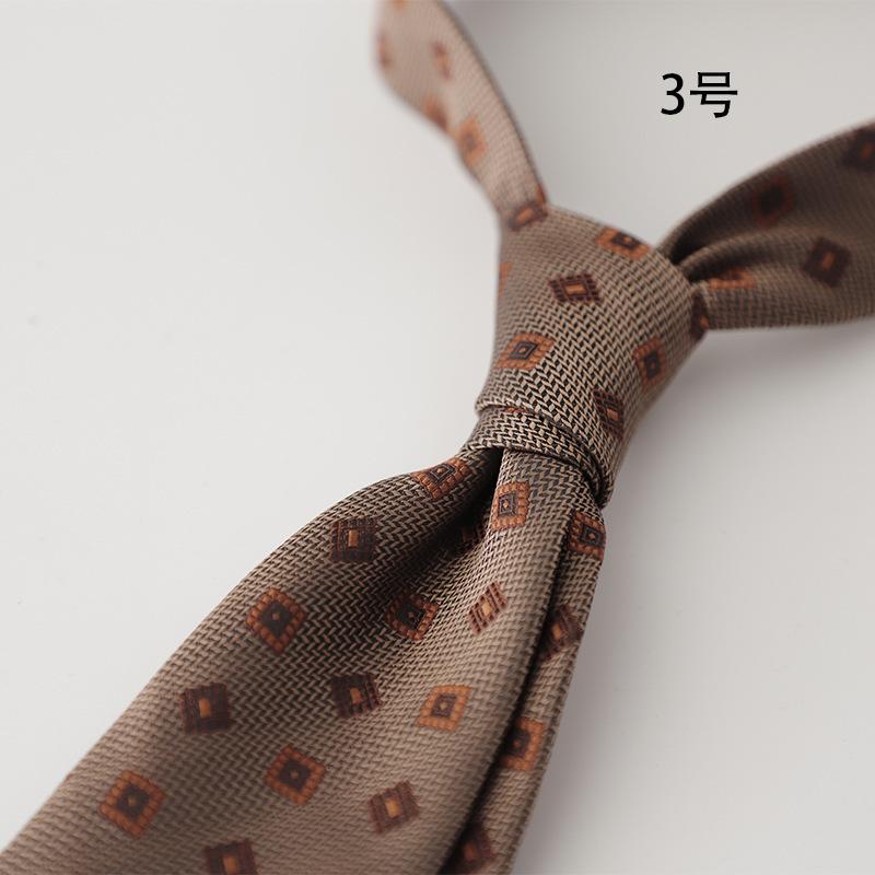 Retro Gentleman Style French 8Cm Men'S Tie, Dark Green Coffee Burgundy Stripe Occupation