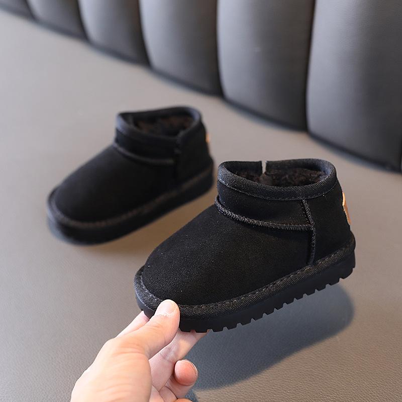 

Children Snow Boots Girls Warm Plush Winter Boots Boys Wearable Soft Sole Snow Boots Size 15-30 25 чорний