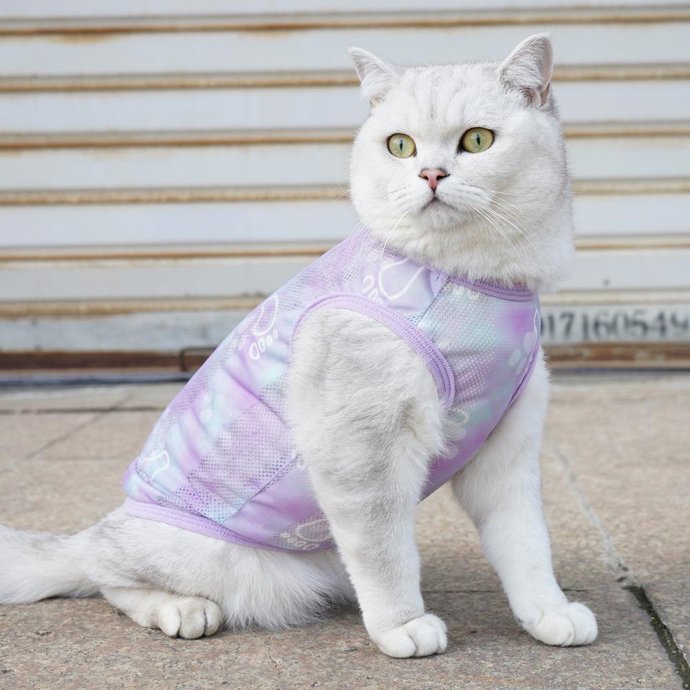Pet It To Prevent Hair Loss Cat Clothes Summer Thin British Short Muppet Blue Cat Pet Hollow Vest