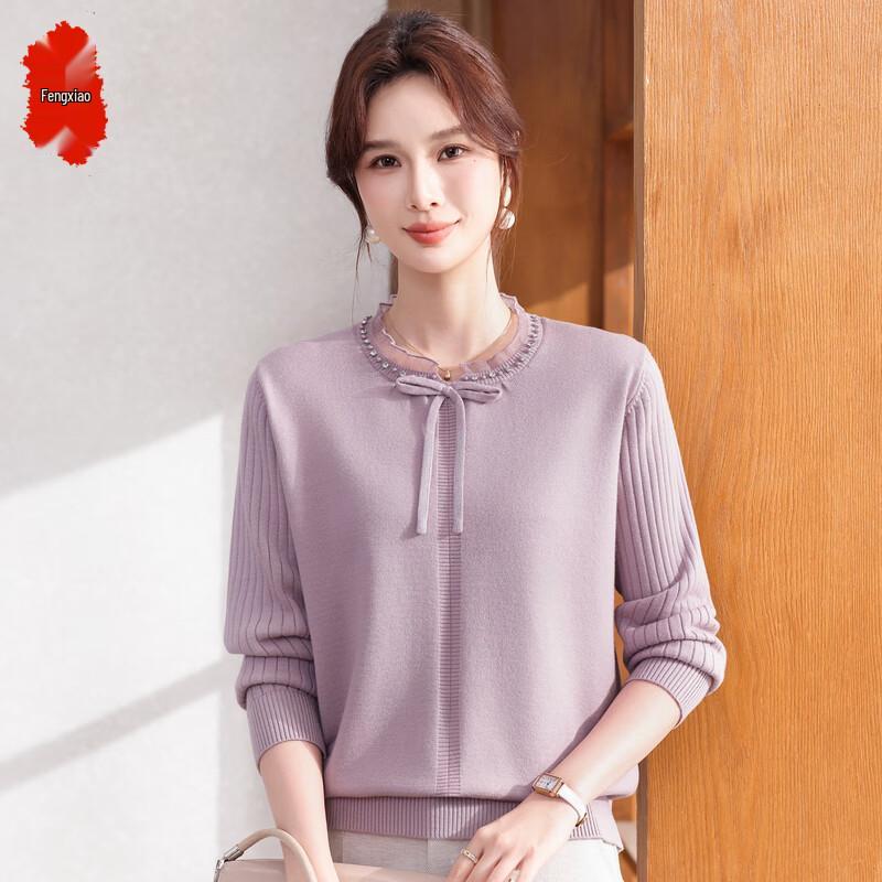 Women s Elegant Solid Knit Long Sleeve Top 115
