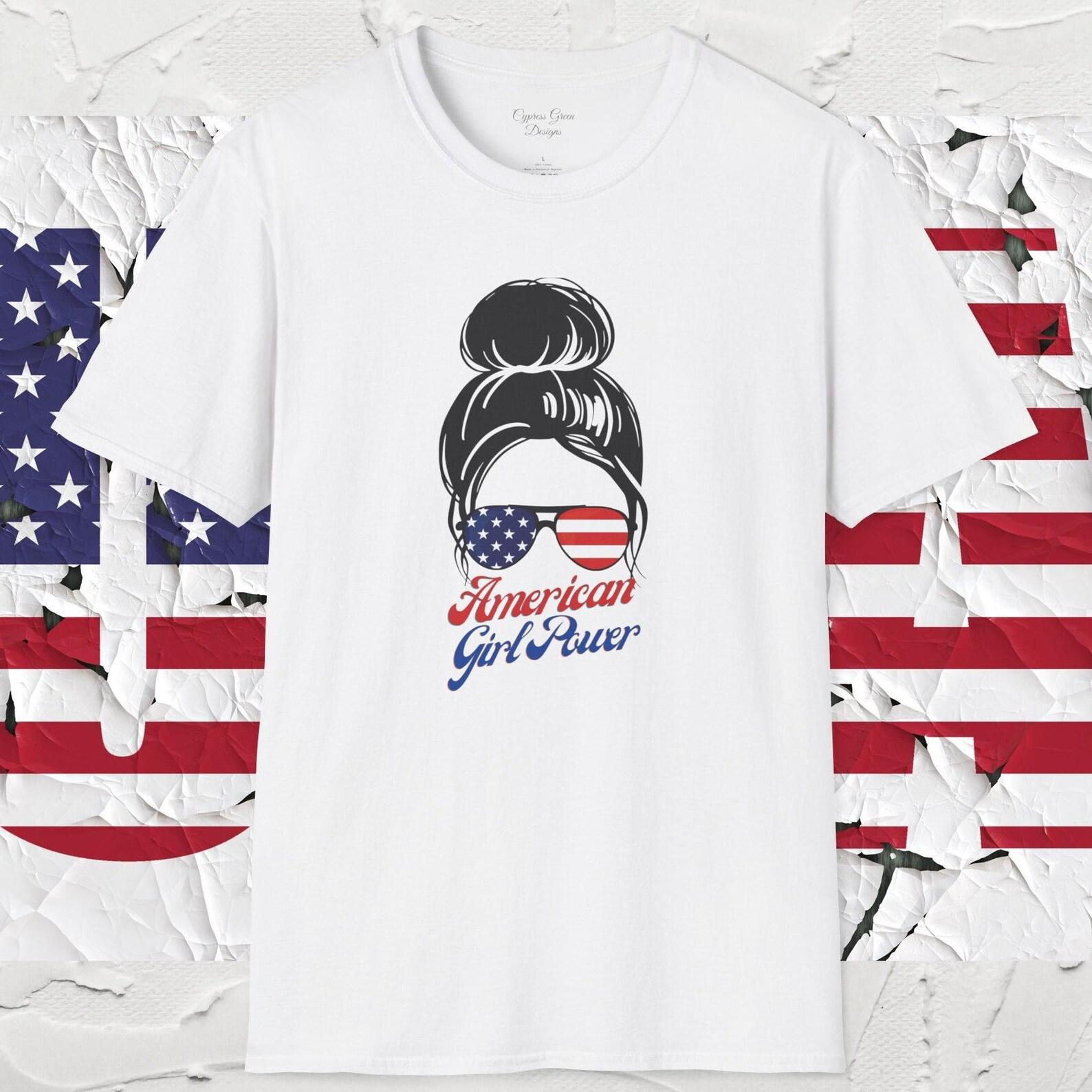 American Girl Patriotic T-Shirt for Mom, Wife of Sister - Celebrate 4th of July L