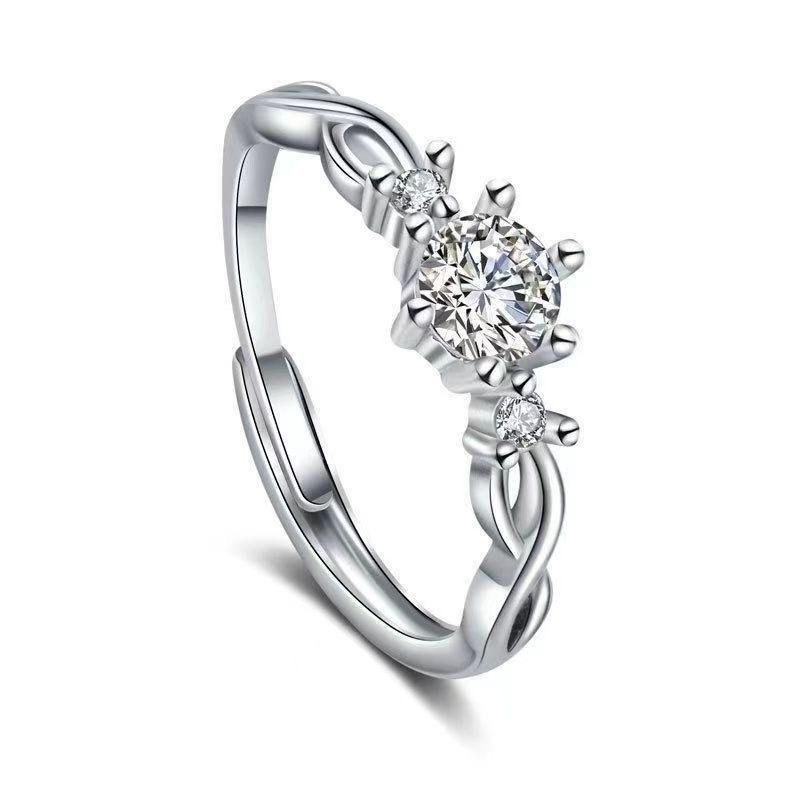 Moissanite Diamond Ring - 1 Carat, Six Claw, Cross-border Douyin Kuaishou Xiaohongshu Live Broadcast, Women's Wedding Ring.