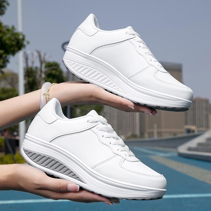 TUINANLE Pantofi albi pentru cupluri, pantofi casual cu platformă, confortabili, adidași ușori pentru mers pe jos, pantofi tenis pentru femei