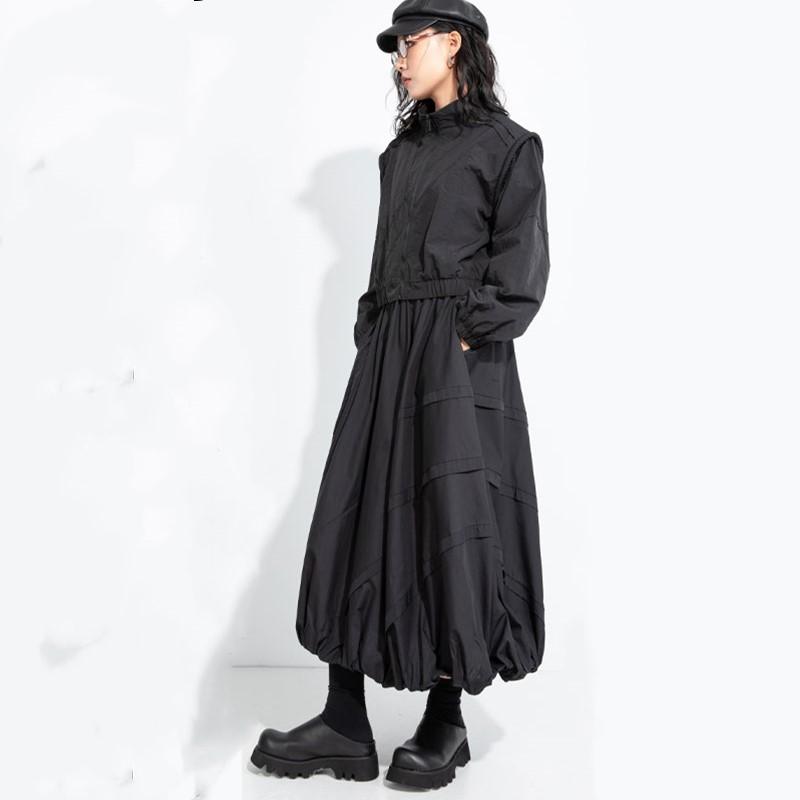 Cotton plus size High waist vintage Black Spring autumn casual loose long for woman skirts womens skirt